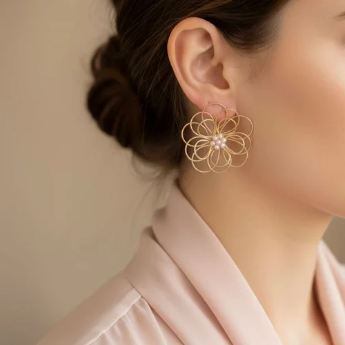 گوشواره گل مفتولی