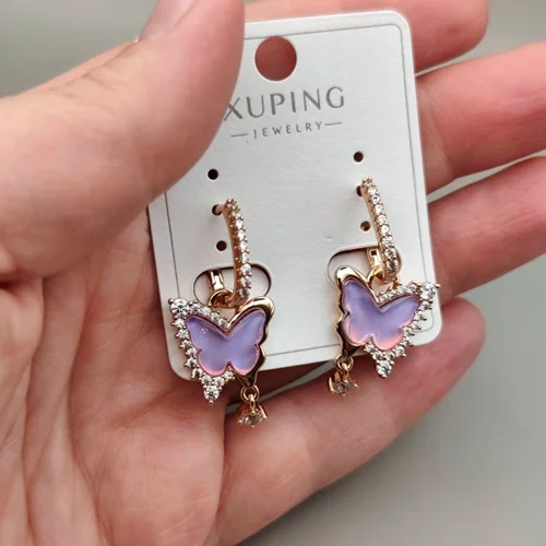 گوشواره پروانه صورتی ژوپینگ