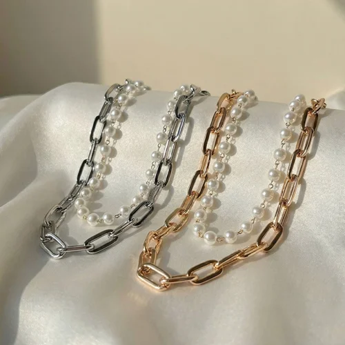 گردنبند دولاین زنجیری مروارید ژوپینگ