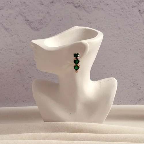 گوشواره قلبی زمردی ژوپینگ